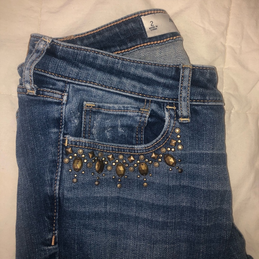 Dark Wash Distressed Jeans- Abercrombie
